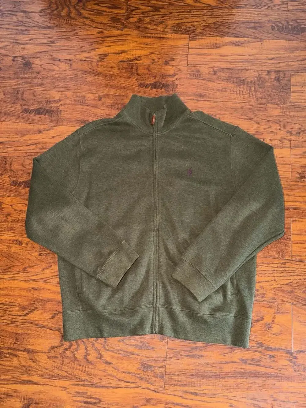 Polo Ralph Lauren Men's Olive Green Full-Zip Cotton Sweatshirt